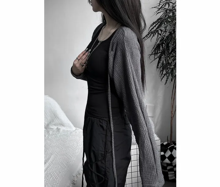bolero strap waffle cardigan 상세 이미지 8