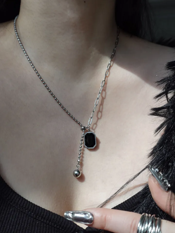 [s.steel] black drop necklace | 써지컬 블랙 드롭 목걸이 상세 이미지 5