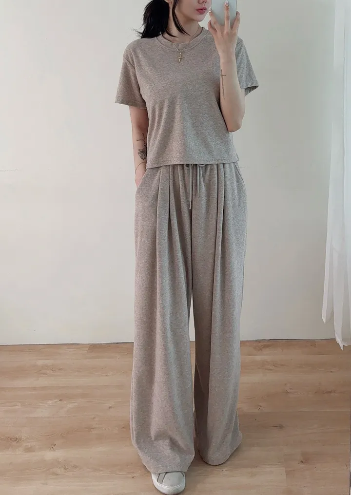 *빠른출고*[최저/set❤️/휘뚤마뚤!]벨루아 반팔 핀턱 트레이닝 세트 벨벳 세트 투피스 여름세트 여름투피스 상세 이미지 14