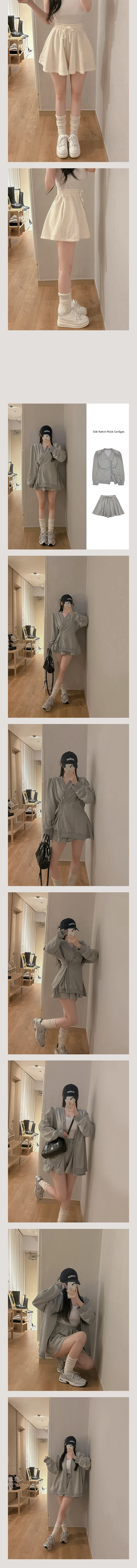 [체형커버세트/뽀짝핏] 루즈핏 옆단추 가디건 반바지 세트 3 COLORS 상세 이미지 3