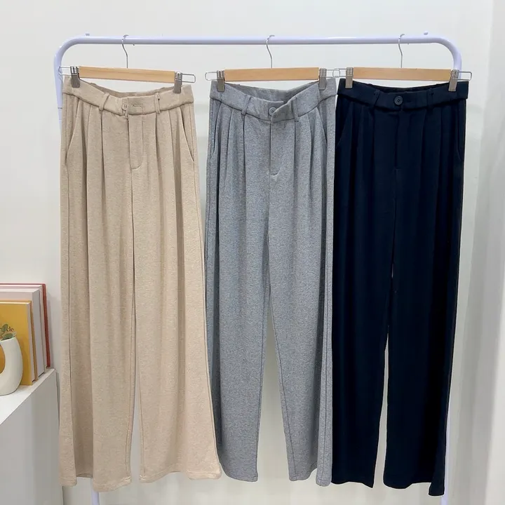 [글램핏/set]*핏보장* 봄신상 간절기까지 쭉~ 꼬임 언발 사선 슬림핏 핀턱 와이드팬츠 밴딩슬랙스 버튼 지퍼 하객룩 캐주얼  소재탄탄 꾸안꾸 데일리 멜팅 투피스 세트 3color 상세 이미지 25