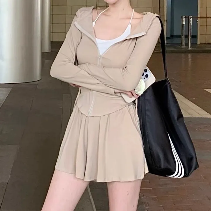 -3kg 몸매보정 트레이닝 세트 슬림핏 후드집업 밴딩반바지 상세 이미지 11