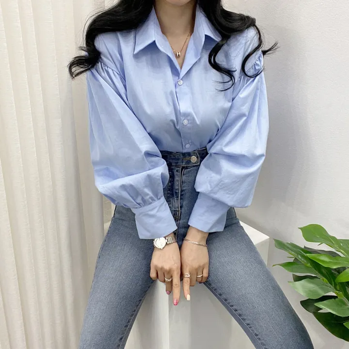 🚀당일발송🚀[베이직/하객룩] 봄 가을 메인 벌룬 블라우스 남방 상세 이미지 16