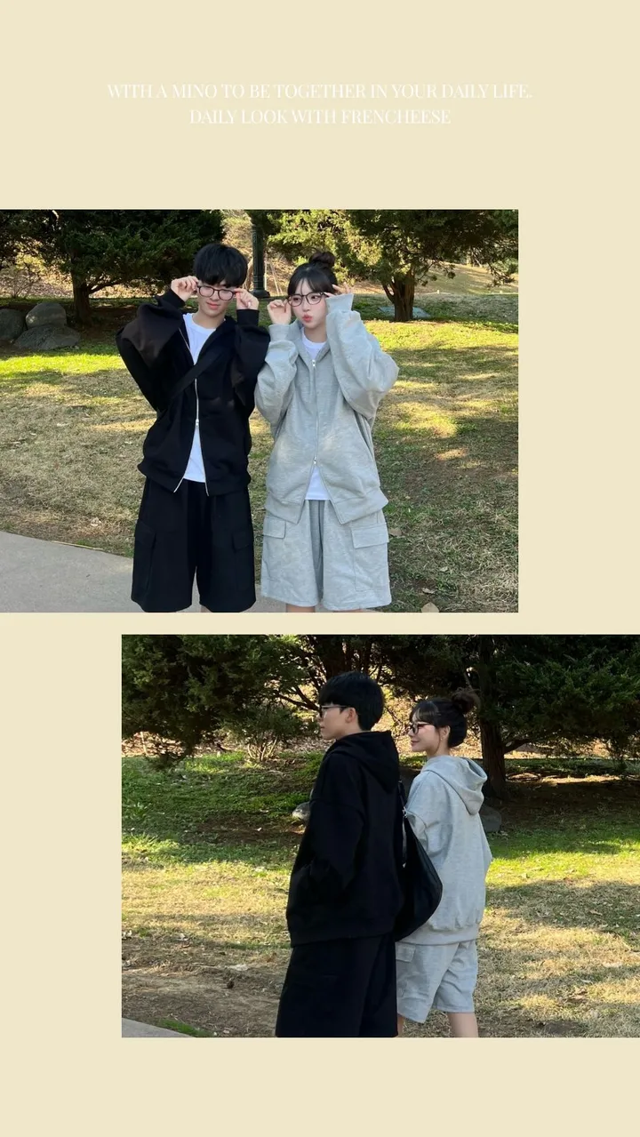 🌼당일출고🌼💗2000장 돌파💗[고퀄 핏대박/7Color/신상] 빅사이즈 투웨이 후드집업 카고 버뮤다 팬츠 트레이닝 세트 커플룩 시밀러룩 오버핏 꾸안꾸 트레이닝복 상세 이미지 7