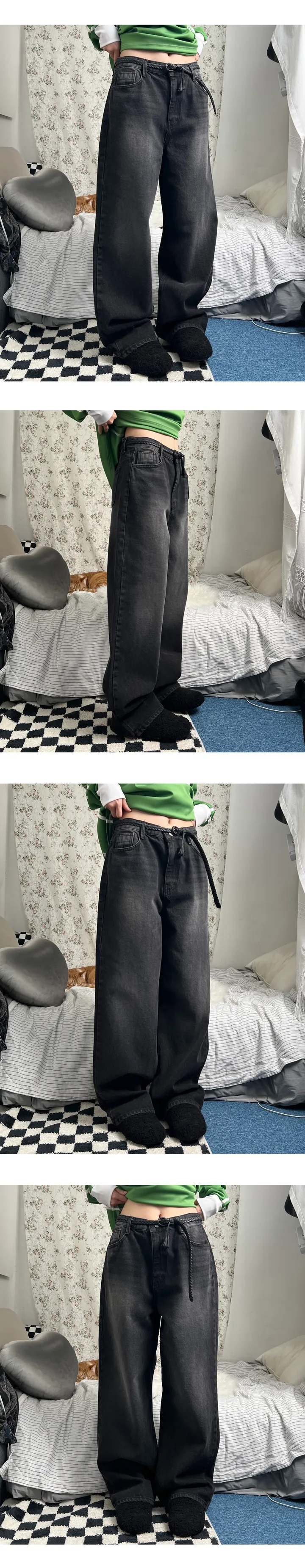 sand washing denim wide pants 상세 이미지 9