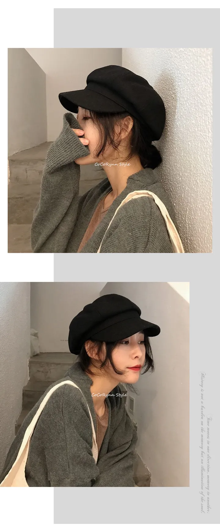 [당일출고] 여성 남성 남녀공용 모직 울 팔각모 빵모자 (4컬러) 상세 이미지 3