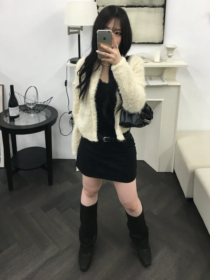 [최저가 할인중%🌼]스노우 퍼 가디건 3color 상세 이미지 2