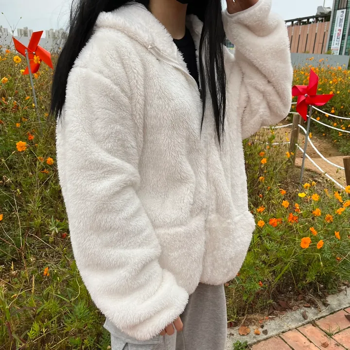 3size 남녀공용 커플룩 양털 후리스 후드집업 2color 상세 이미지 2