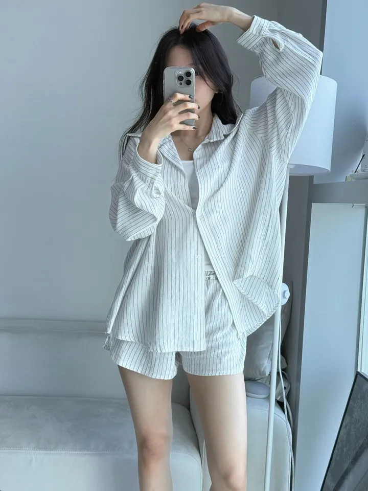 스트라이프 린넨셔츠 셋업(당일/단품가능) 상세 이미지 9