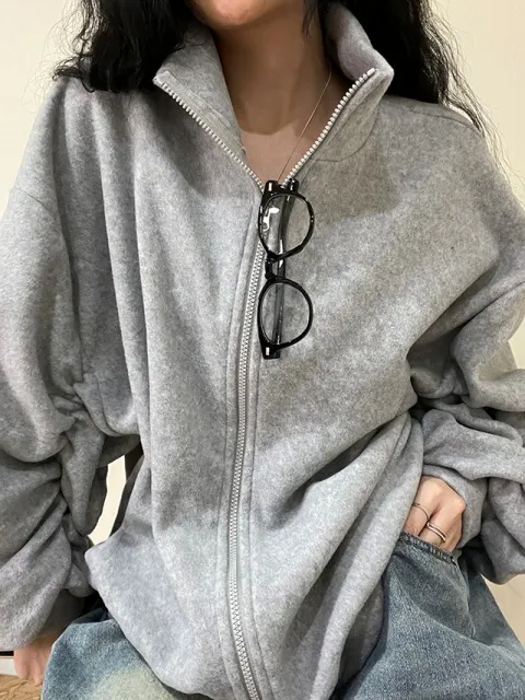 후리스 투웨이 플리스 집업 셔링 트레이닝 빅사이즈 오버핏 쇼매셔링 폴리스 캐주얼 상세 이미지 42