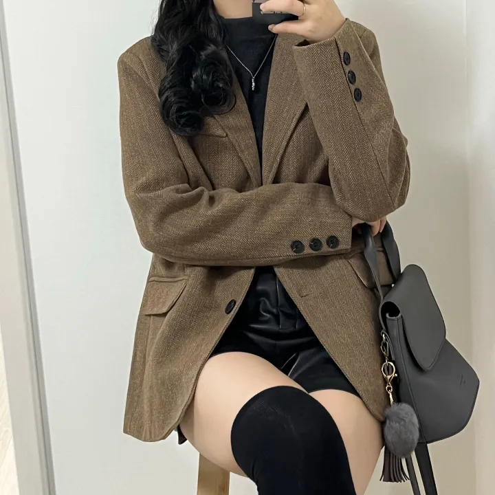 [램스울 80%] 고퀄리티 3버튼 헤링본 블레이저 자켓 상세 이미지 18