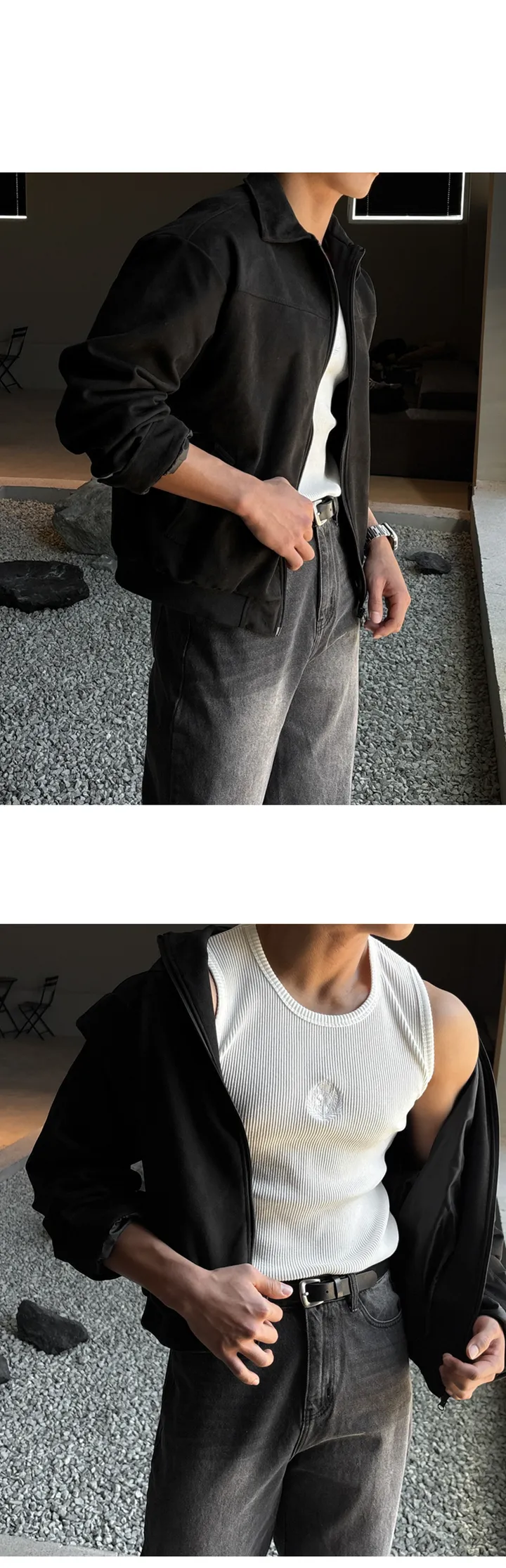 [1+1할인/당일출고] 투웨이 절개 스웨이드 오버핏 크롭 자켓 상세 이미지 23