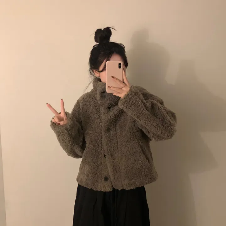 [문의폭주🐻] 베어 버튼 뽀글이 퍼 숏코트 자켓 / 누빔 코트 자켓 - 3color 상세 이미지 20