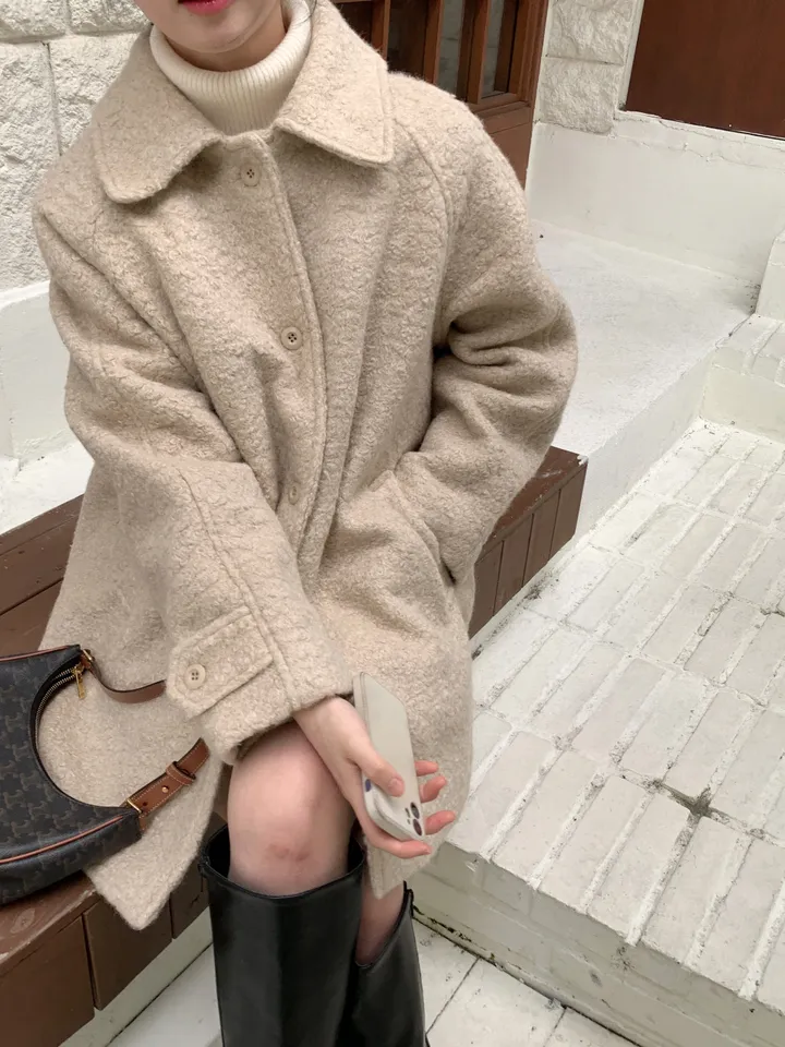 [안감누빔]테이퍼 부클 하프코트*베이지 당일발송 상세 이미지 29
