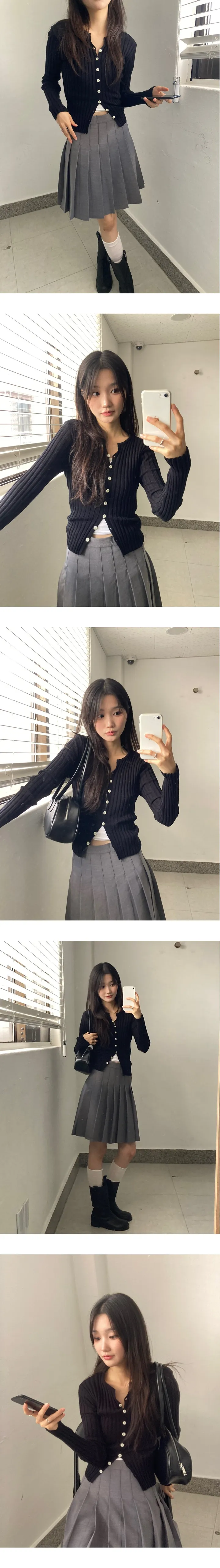 [3가지 무드🤎/허리보정핏!] 골지 여리 슬림핏 버튼 니트 가디건 상세 이미지 13