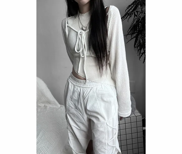 bolero strap waffle cardigan 상세 이미지 26