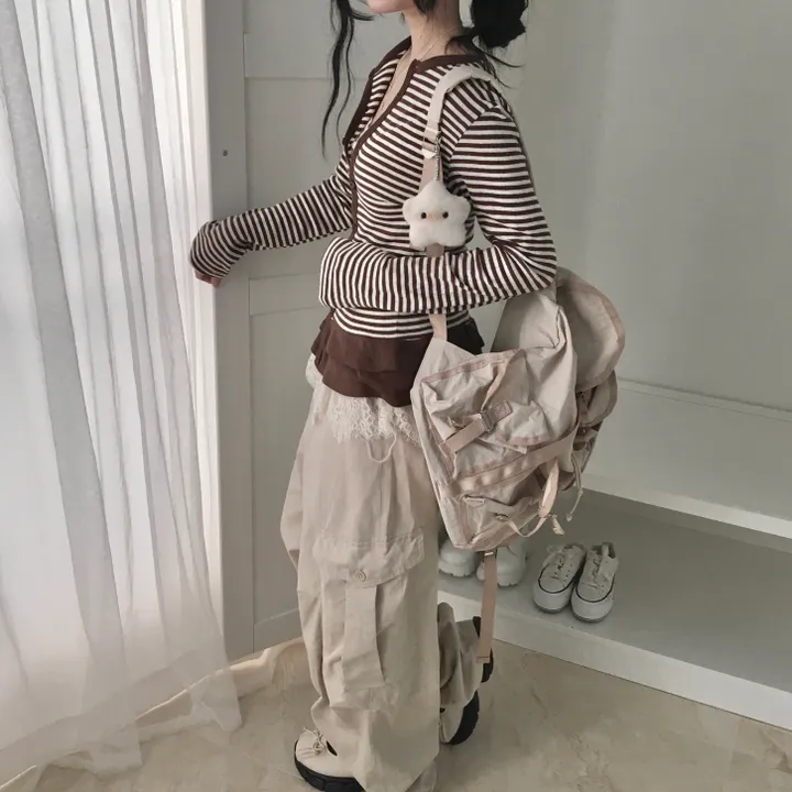 [하트단추🖤/스카시 펀칭] 말라핏 스트라이프 프릴 가디건 상세 이미지 32