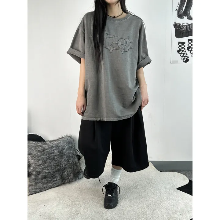 [UNISEX/기획특가/소장추천!/3size!]사이드 폴드 핀턱 포인트 루즈 와이드 벌룬 버뮤다 하프 트레이닝 팬츠(2color) 상세 이미지 19