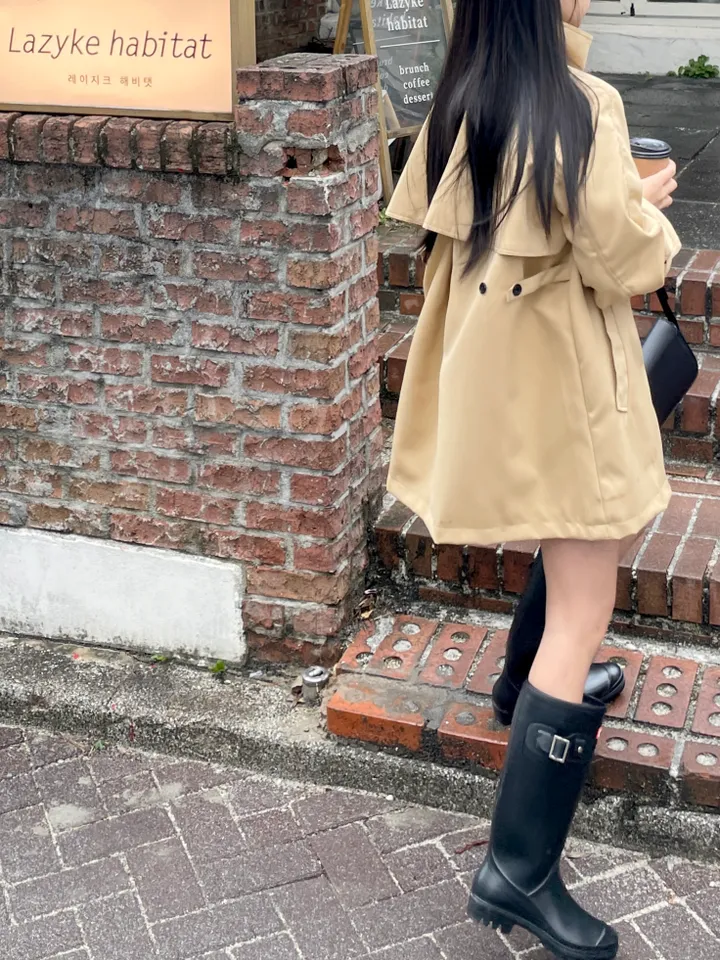 [하이퀄리티 얼굴소멸] 바로배송 뒷태존예핏 와이드 하프 하이넥 트렌치 코트 상세 이미지 9