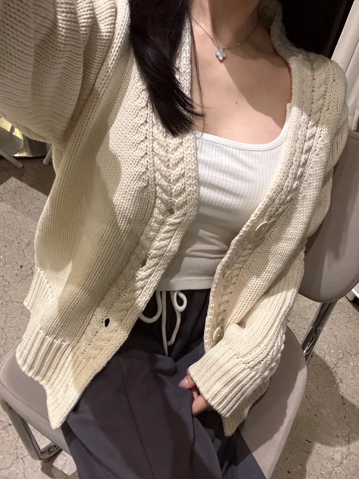 루어 케이블 브이넥 가디건 / 2color 상세 이미지 9