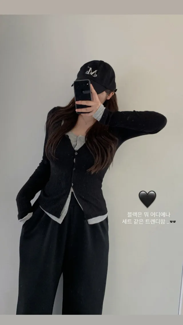 시선 골지 레이어드 배색 단추 가디건 티셔츠4color 상세 이미지 8