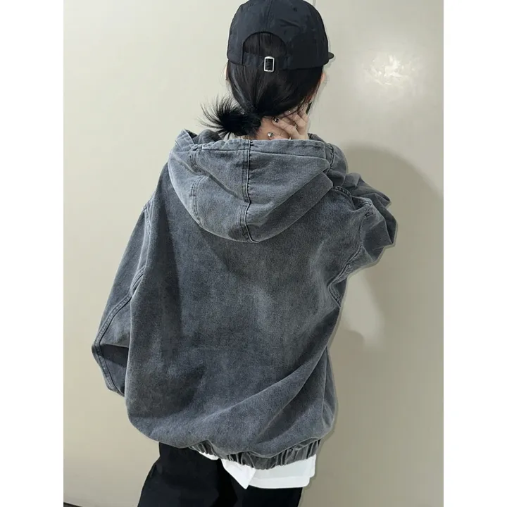 [UNISEX]시티드 데님 루즈 박시 후드 집업 점퍼 자켓(2color/5-7일 여유주문) 상세 이미지 20