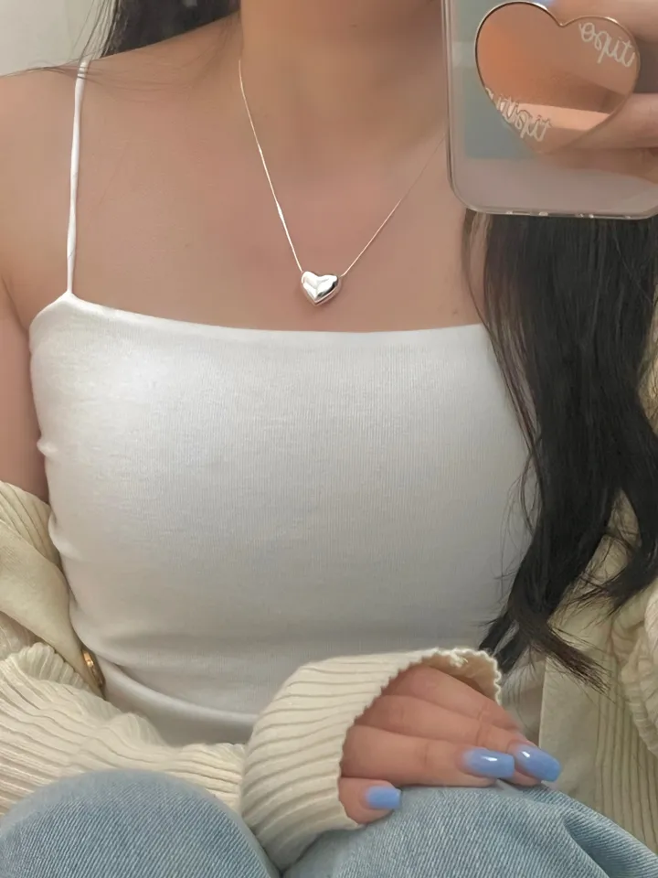 실버 하트 플레인 목걸이 상세 이미지 5