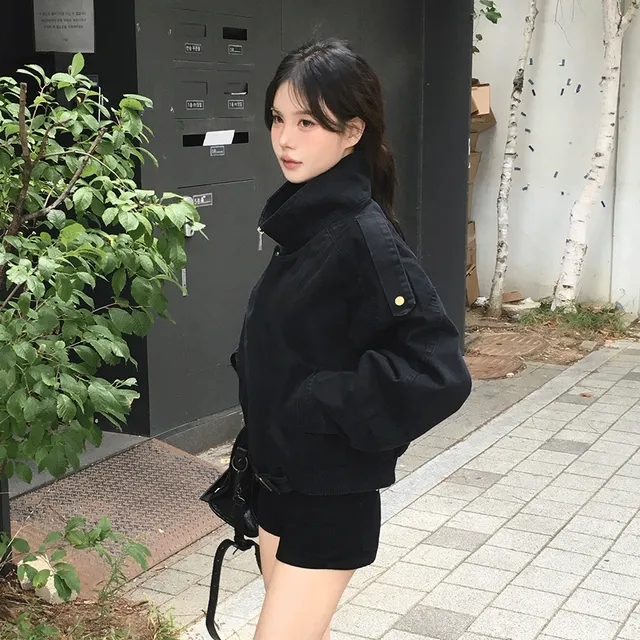 [가을아우터🍂] 모엣 하이넥 벨트 워시드 코튼 라이더 야상 자켓 빈티지 피그먼트 벨티드 버클 블루종 - 5colors