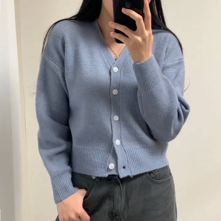 [7컬러/도톰해요!] 촘촘한 짜임의 데일리 브이넥 니트 가디건 상세 이미지 30