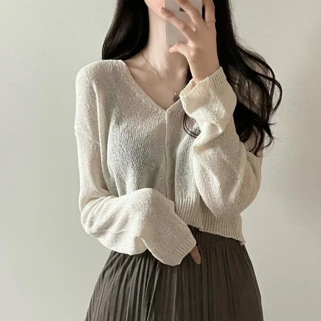 (5color)피넛 썸머 크롭 브이넥 가디건 상세 이미지 12