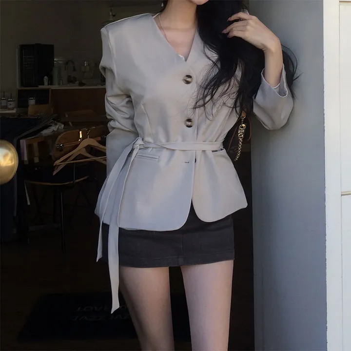 [봄신상🌸/브랜드퀄] 엔느 스트랩 루즈핏 자켓 봄자켓 스트랩자켓 하객룩 데일리룩 상세 이미지 4