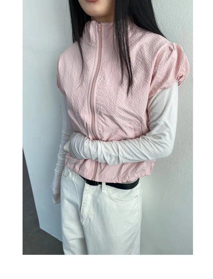 3일만할인[자체제작🍑국내고퀄/러블리룩📸] 시어서커 퍼프 셔링 반목 바람막이 상세 이미지 6