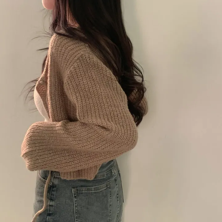 [흘러내림X]퓨어 울 모헤어 리본 볼레로 크롭 가디건 - 4color 상세 이미지 30
