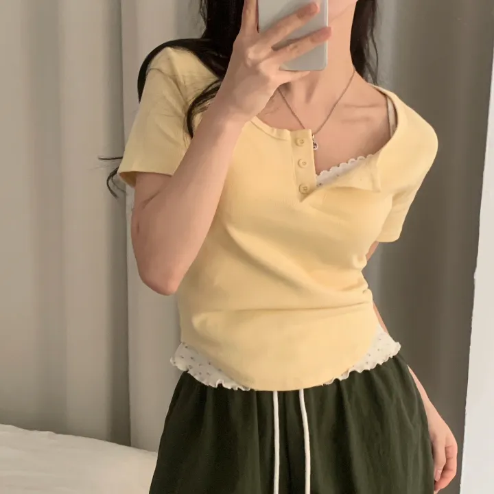 [MADE🤍/팔뚝반쪽핏!] 파스텔톤, 단추 유넥 기본 반팔티셔츠 - 5color 상세 이미지 31