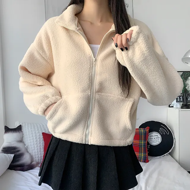 [가성비최고/3col] 앤디 루즈핏 양털 후리스 크롭 집업 / 플리스집업 / 최저가보장 / 크롭후리스 / 양털집업 / 하이넥집업 / 가격실화 / 도톰폭닥 / 뽀글이 / 방한템 상세 이미지 7