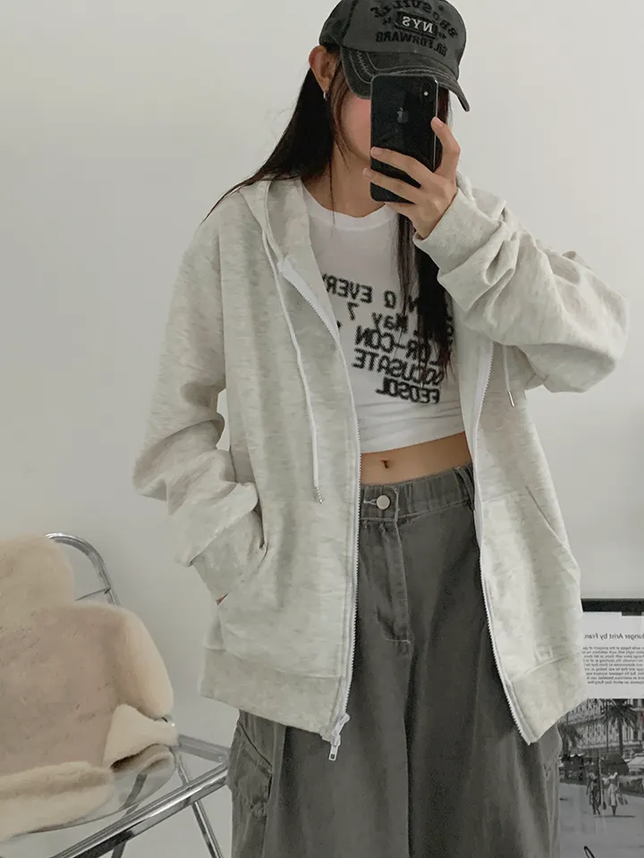 [UNISEX🖤/2사이즈선택(추가금x) 교복템,퀄보장🖤 투웨이집업 오버핏 기본 데일리 후드집업 남녀공용 커플템] 올데이투웨이후드집업 상세 이미지 6