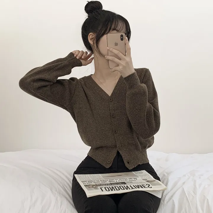 [팔뚝살커버!] 허리잘록~ 포근 브이넥 데일리 브이넥 아방핏 니트가디건 상세 이미지 25