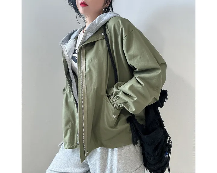 (후드탈부착) 스트링 오버핏 야상 점퍼 상세 이미지 3