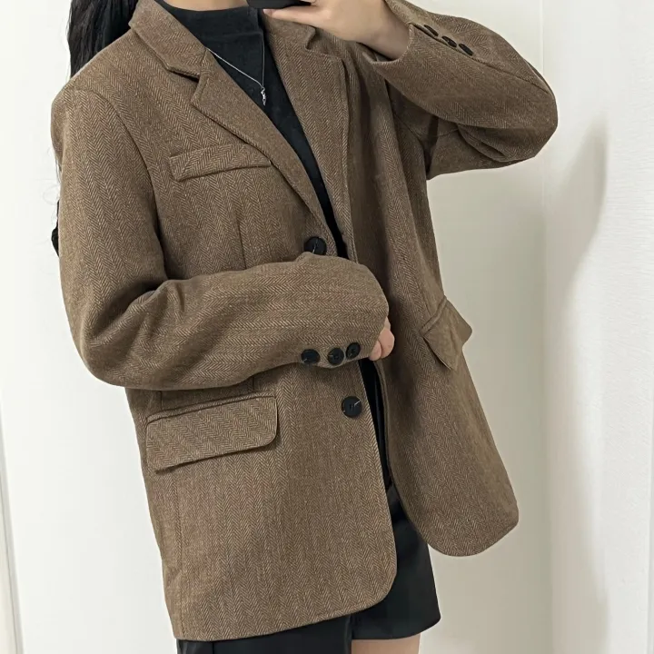 [램스울 80%] 고퀄리티 3버튼 헤링본 블레이저 자켓 상세 이미지 13