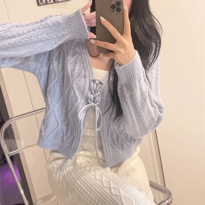 주문폭주🍓[3000장 돌파!!] 딸기우유 머금은 색감, 모아 울 꽈배기 리본 니트 가디건 상세 이미지 21