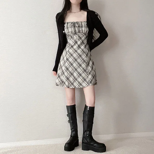 janesmith✨ガンクラブチェックミニワンピース チェックキャミソール