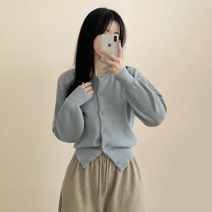 [팔뚝살커버!/포근~] 기본가디건 라운드 세미크롭 아방핏 니트가디건 상세 이미지 25