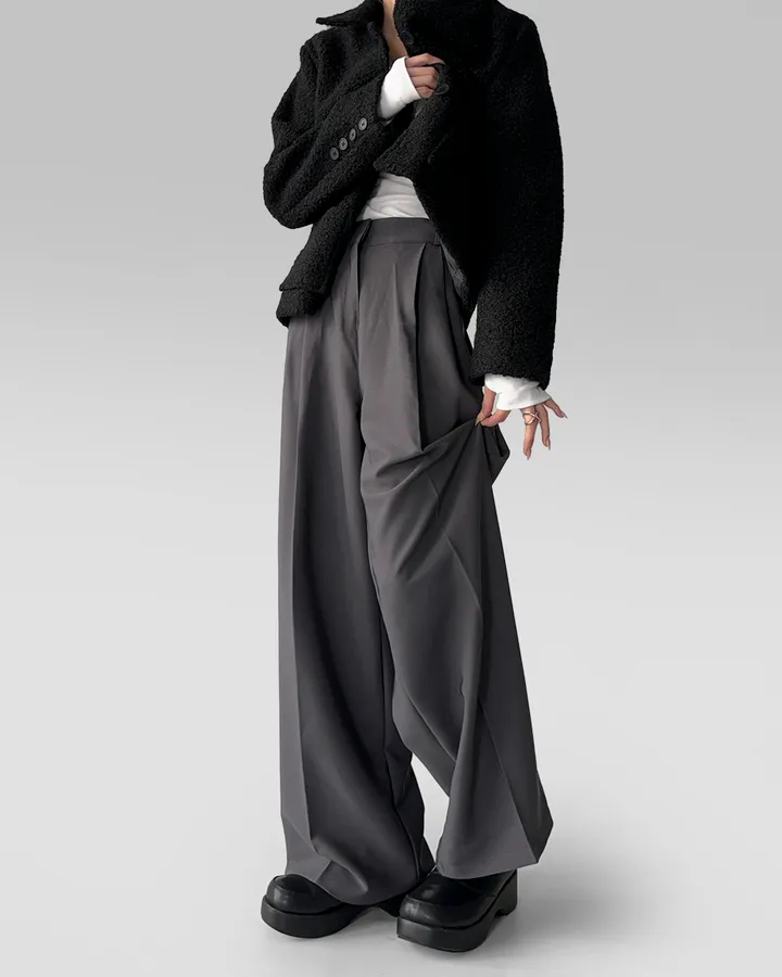 [~3XL/2기장] 르네상스 모더니즘 더블 핀턱 통 와이드 루즈핏 슬랙스 긴바지 롱팬츠 상세 이미지 18
