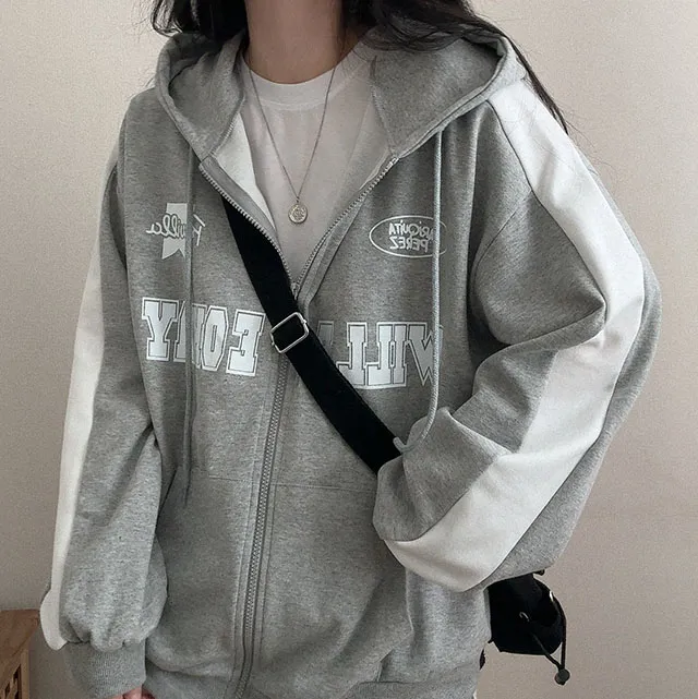 [봄신상!🌸/오버핏] 꾸안꾸, 윌비 배색 캠퍼스 후드집업 3color 상세 이미지 15