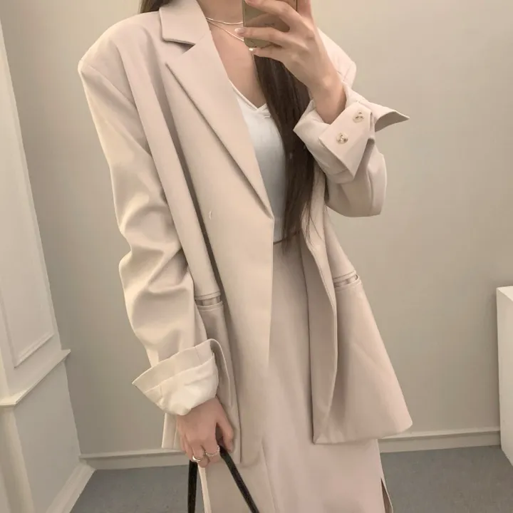 *한정수량원가 SALE* 국내 하이퀄리티 기본 수트 자켓 절개 슬릿 롱 스커트 하객룩 정장 오피스룩 투피스 세트 셋업 2color 상세 이미지 2