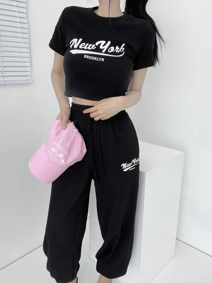 [당일발송🚀세트템💘] NYork 조거팬츠세트 트레이닝셋업 2피스 세트 교복템 국내제작 투피스 뉴욕 크롭티 조거팬츠 상세 이미지 10