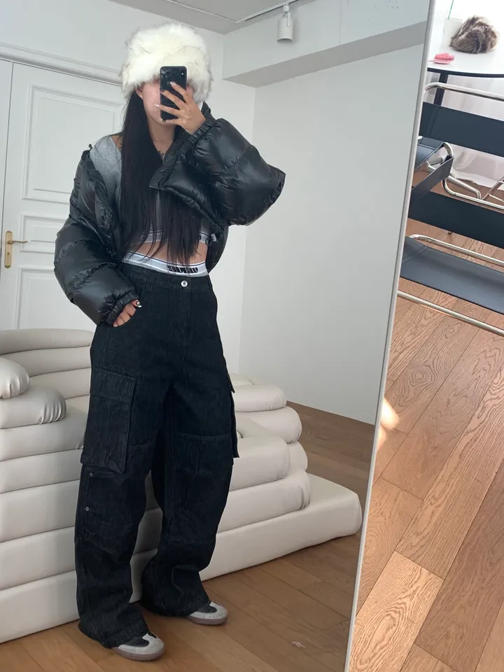 💗🤍전컬러당일발송🤍💗 크롭패딩 겨울신상 글로시패딩 유광패딩 숏패딩 스트링패딩 투웨이패딩 발레코어룩 y2k 크롭 숏 패딩 점퍼 상세 이미지 25