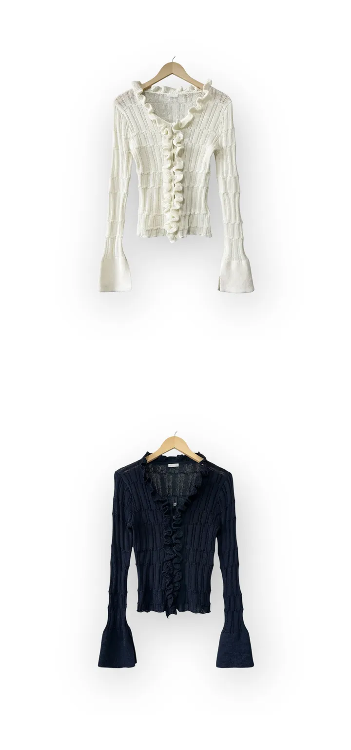 ruffle lyocell knit cardigan (2color) / 러플 라이오셀 니트 가디건 상세 이미지 18