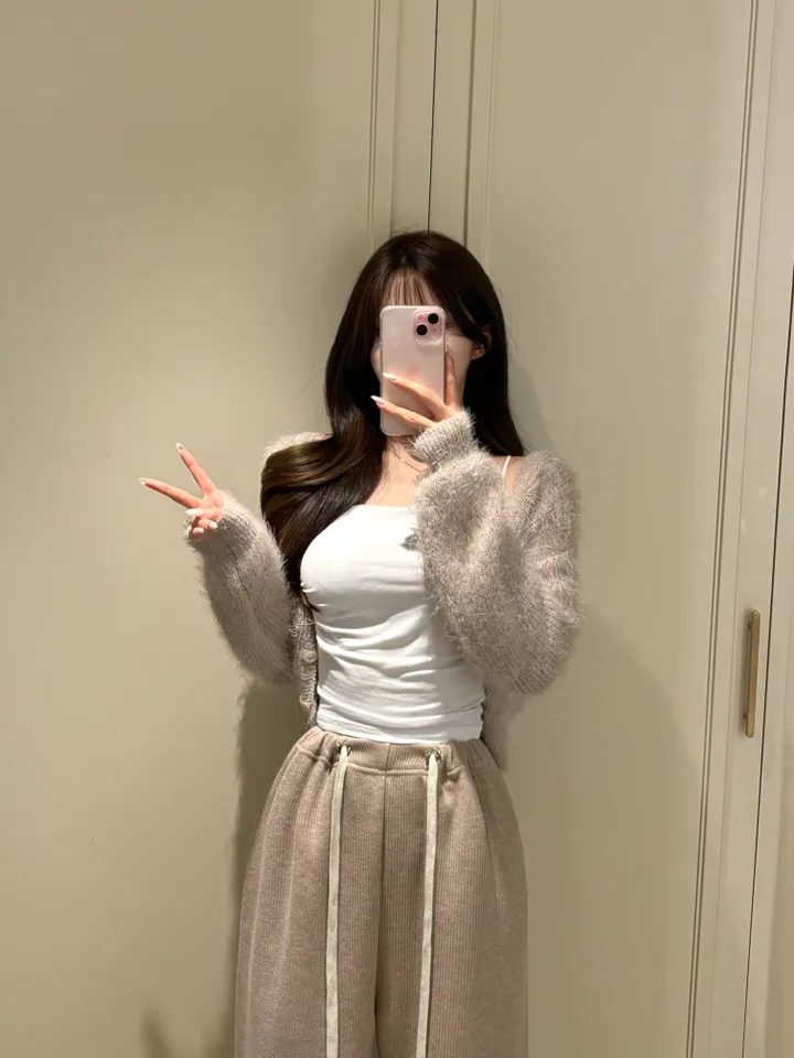 [데일리/청순여리] 앙고라 세미크롭 니트 가디건 봄신상 봄가디건 (6color) 상세 이미지 2