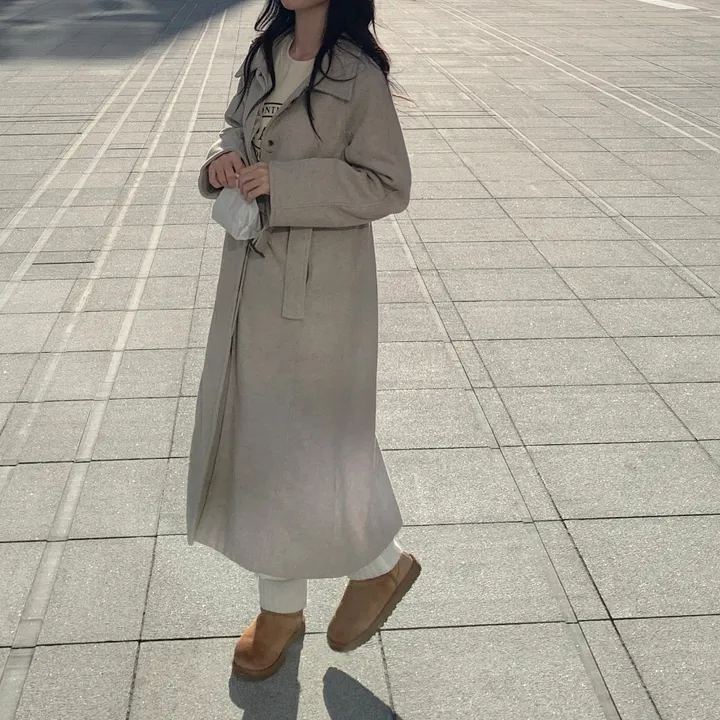[wool30%/고퀄리티] 히든 버튼 오버핏 벨트세트 허리끈 발마칸 싱글 롱 코트 상세 이미지 14